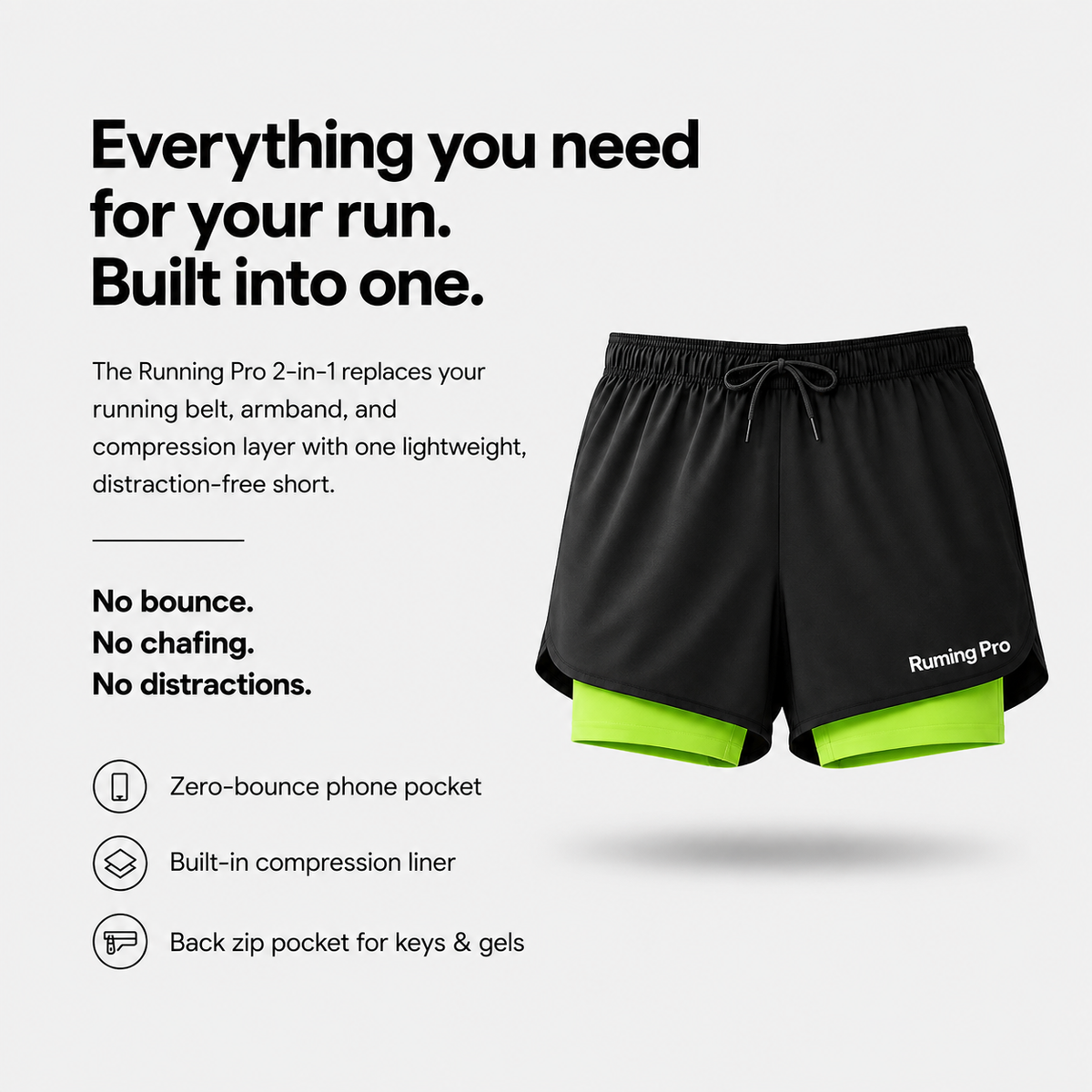 2-in-1 Running Pro Shorts (2+1 FREE)