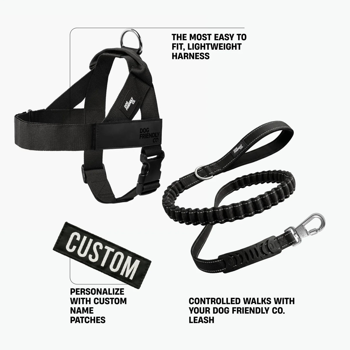 THE FRIENDLY DOGS™ Custom Name Leash & Harness - Heavy Duty